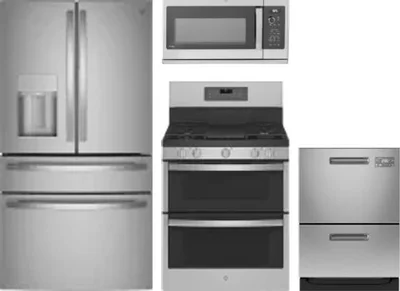 4 Piece Package Includes Refrigerator, Range, Microwave And Dishwasher